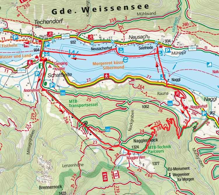 Naggler Alm von der Weissensee Bergbahn Naggler Alm von der Weissensee Bergbahn