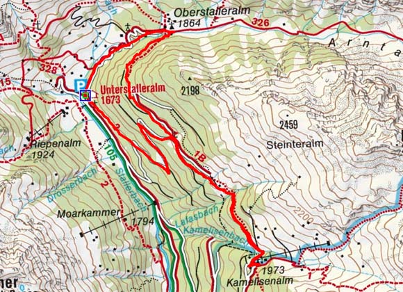 Kamelisenalm - Oberstalleralm Rundwanderung Kamelisenalm - Oberstalleralm Rundwanderung