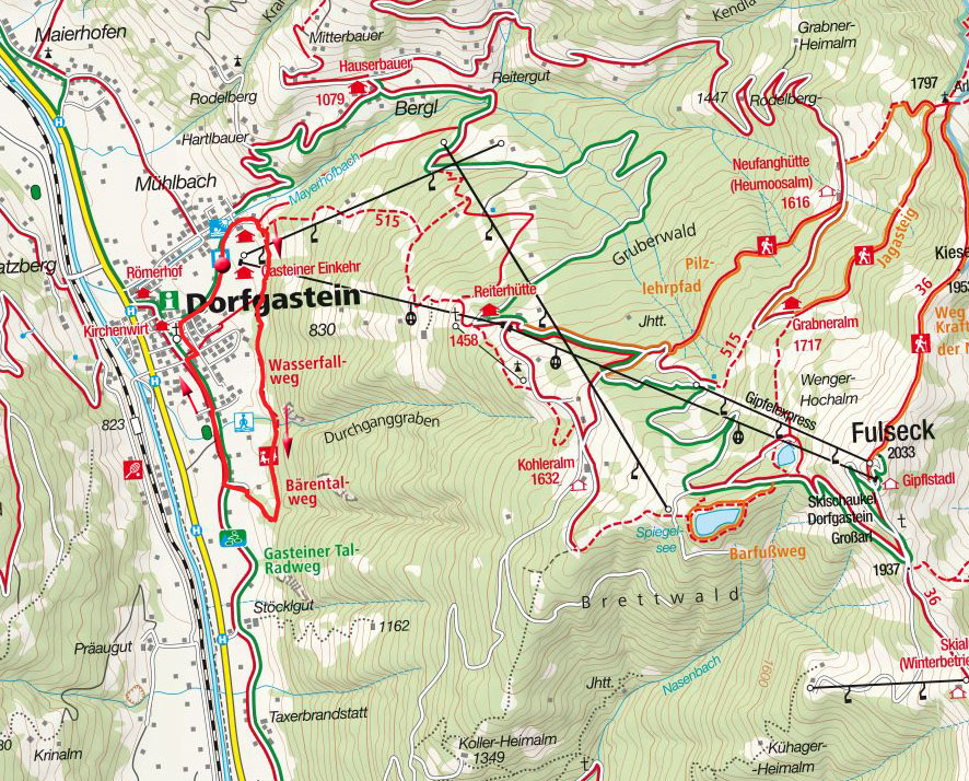 Dorfblickweg-Wasserfallweg-Bärentalweg bei Dorfgastein Dorfblickweg-Wasserfallweg-Bärentalweg bei Dorfgastein