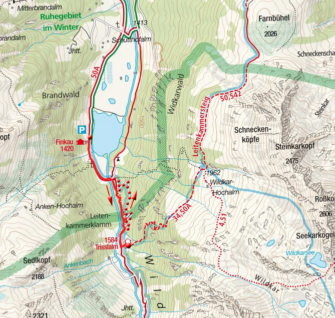 Durch die Leitenkammerklamm zur Trisslalm (1583m) Durch die Leitenkammerklamm zur Trisslalm (1583m)