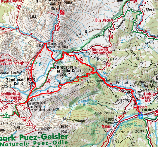 Peitlerscharte–Schlüterhütte Rundwanderung von Campill Peitlerscharte–Schlüterhütte Rundwanderung von Campill