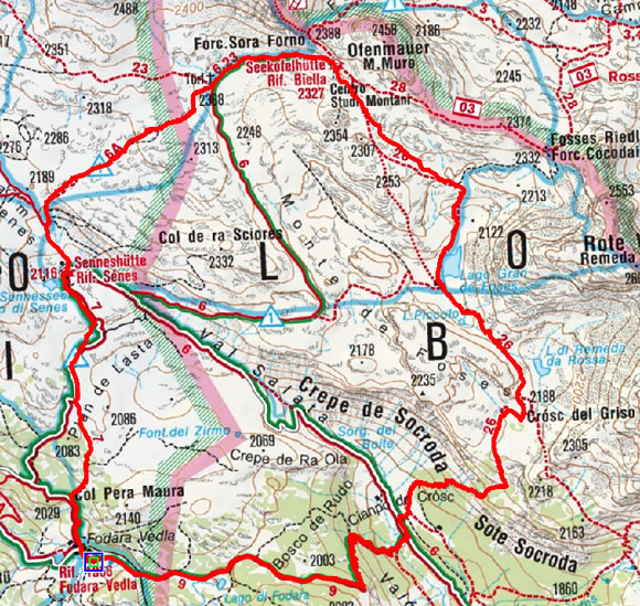 Fosses See Rundwanderung von der Fodara Vedla Fosses See Rundwanderung von der Fodara Vedla