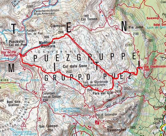 Gardenacia - Rundwanderung von der Schutzhütte-Gardenacia Gardenacia - Rundwanderung von der Schutzhütte-Gardenacia