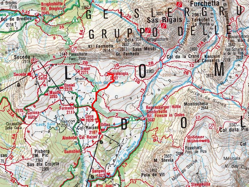 Pieralongia Alm von der Col Raiser Bahn Pieralongia Alm von der Col Raiser Bahn