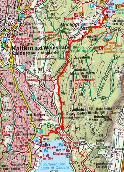 Kalterer See - Frühlingstal - Montiggler See Kalterer See - Frühlingstal - Montiggler See