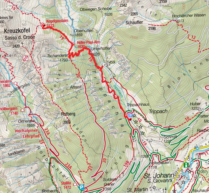 Kegelgasslalm (2109m) vom Parkplatz Trippach Kegelgasslalm (2109m) vom Parkplatz Trippach