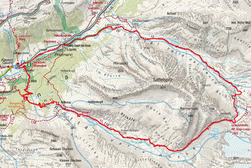 Lenkjöchlhütte - Rundwanderung von Kasern Lenkjöchlhütte - Rundwanderung von Kasern