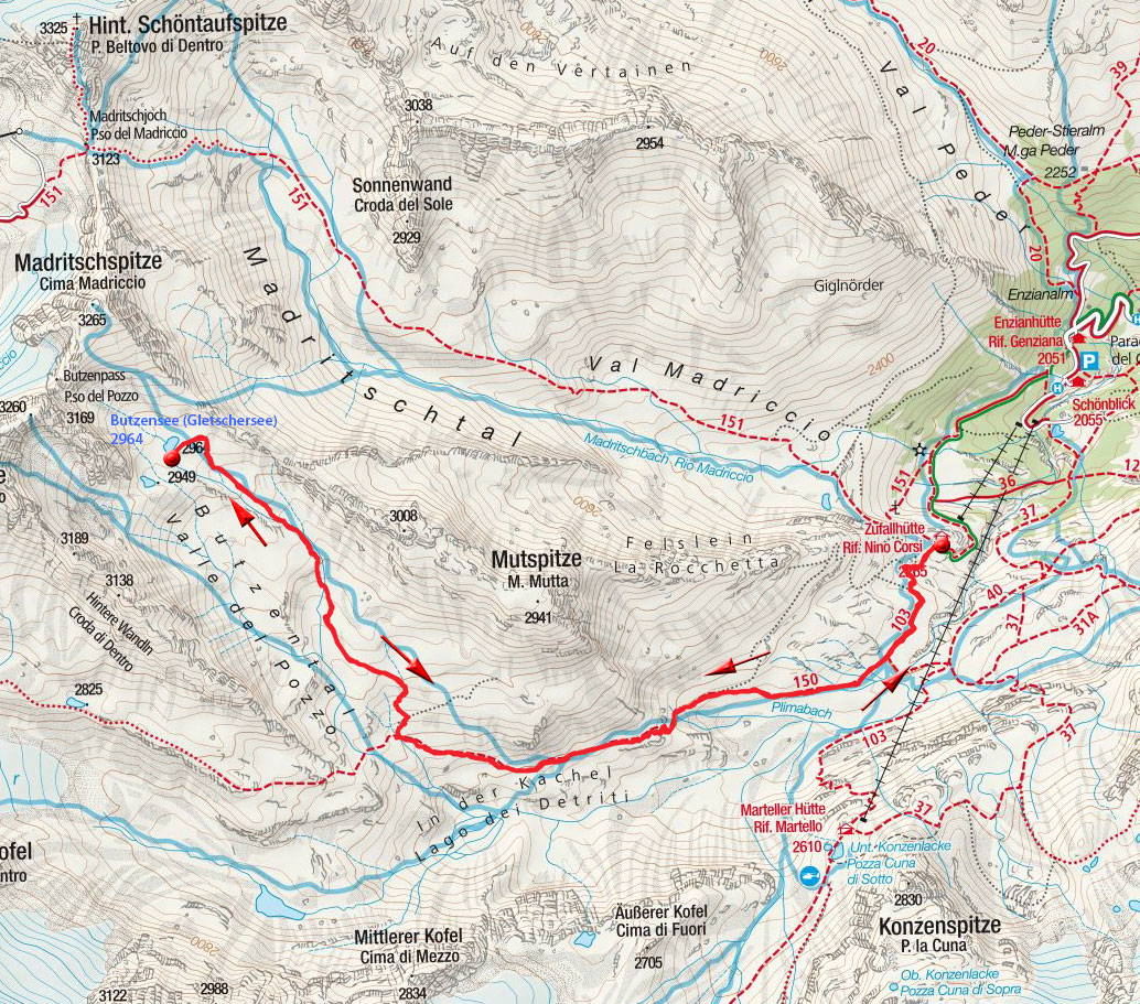 Butzensee (2964 m): Wanderung von der Zufallhütte Butzensee (2964 m): Wanderung von der Zufallhütte