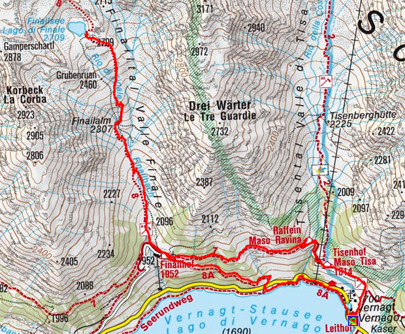 Finailsee von Vernagt durch das Finailtal Finailsee von Vernagt durch das Finailtal