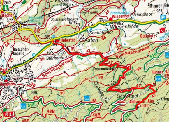 Aldranser Alm vom Kreisverkehr Aldrans/Rinn Aldranser Alm vom Kreisverkehr Aldrans/Rinn