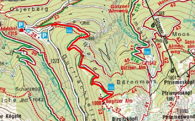 Birgitzer Alm vom Parkplatz Birgitzer Alm Birgitzer Alm vom Parkplatz Birgitzer Alm
