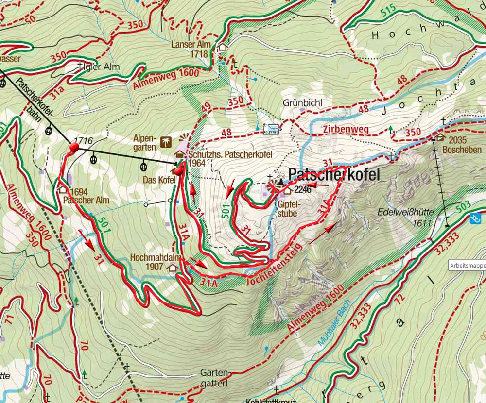 Am Jochleitensteig zur Gipfelstube am Patscherkofel Am Jochleitensteig zur Gipfelstube am Patscherkofel