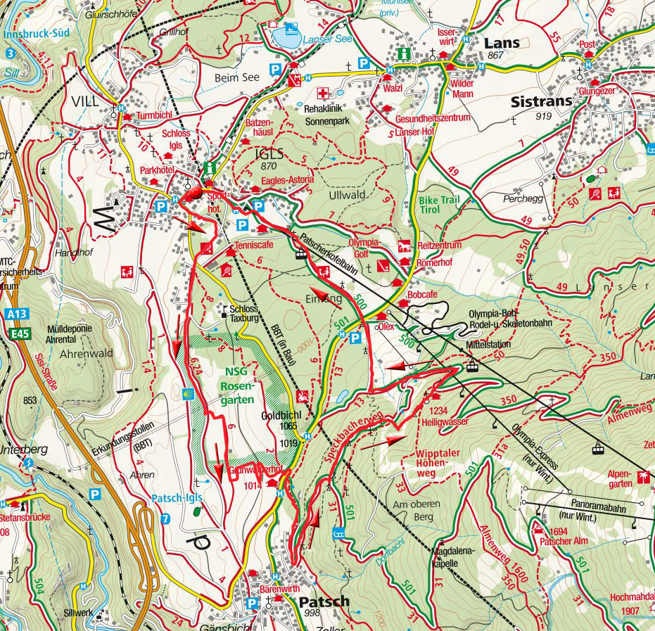 Von Igls über den Grünwalderhof zum Alpengasthaus Heiligwasser Von Igls über den Grünwalderhof zum Alpengasthaus Heiligwasser