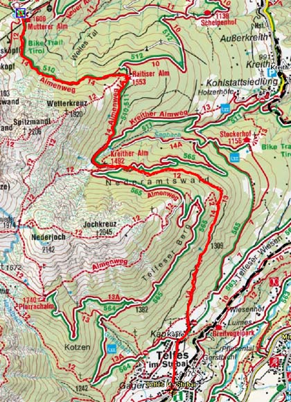 Muttereralm - Kreither Alm - Telfes Muttereralm - Kreither Alm - Telfes