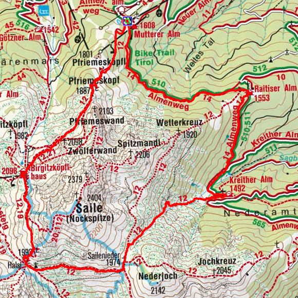 Nockspitze-Umrundung von der Muttereralmbahn Nockspitze-Umrundung von der Muttereralmbahn