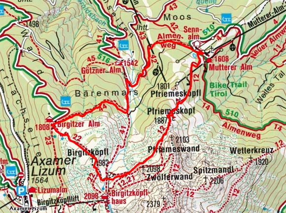 Pfriemeskopf und Birgitzerköpfl Rundwanderung Pfriemeskopf und Birgitzerköpfl Rundwanderung