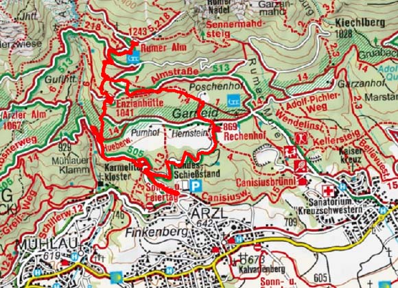 Rumer Alm vom Arzler Schießstand Rumer Alm vom Arzler Schießstand