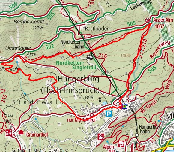 Umbrüggler Alm - Arzler Alm Rundwanderung Umbrüggler Alm - Arzler Alm Rundwanderung