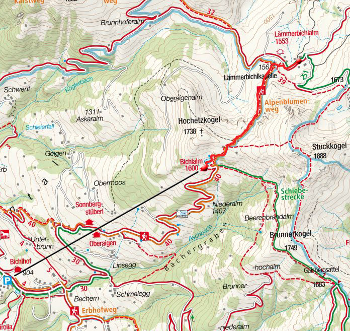 Lämmerbichlalm von der Bichlalm-Bergstation Lämmerbichlalm von der Bichlalm-Bergstation