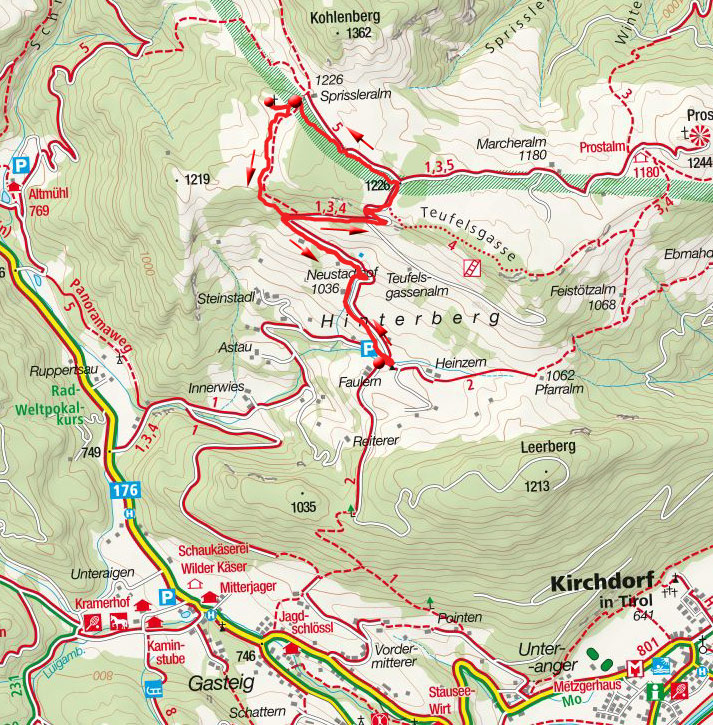 Sprissleralm (1226m) vom Parkplatz Hinterberg Sprissleralm (1226m) vom Parkplatz Hinterberg