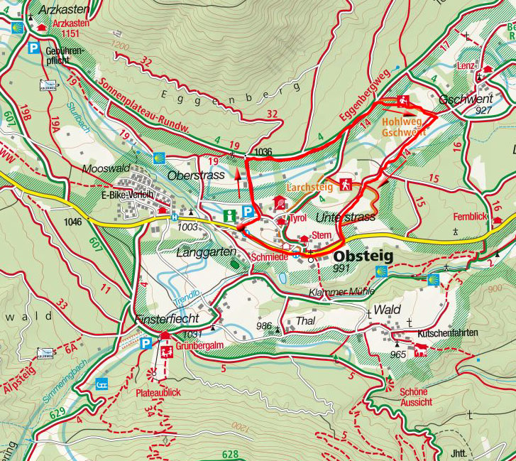 Sonnenplateau-Hohlweg-Runde von Obsteig Sonnenplateau-Hohlweg-Runde von Obsteig