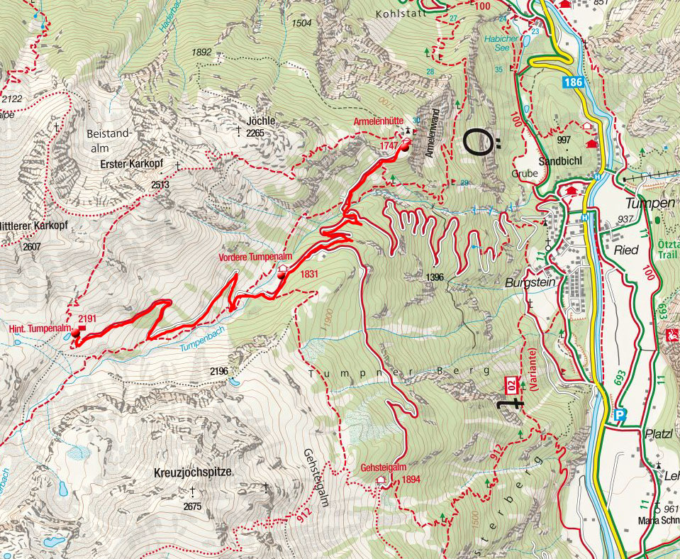 Vordere und Hintere Tumpenalm von der Armelenhütte Vordere und Hintere Tumpenalm von der Armelenhütte