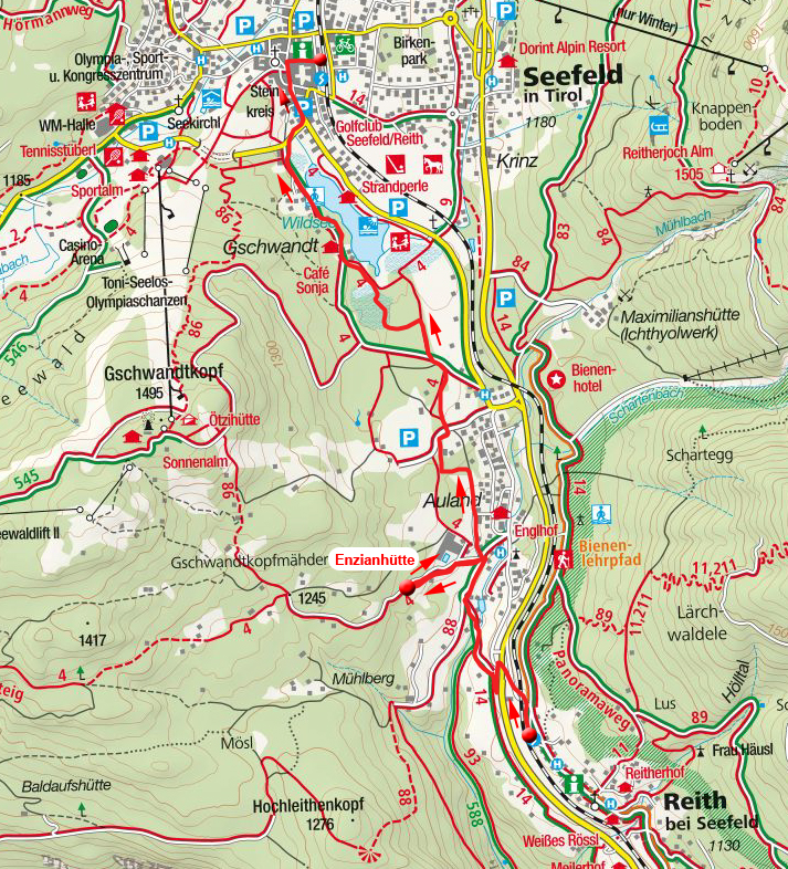 Wanderung: Reith bei Seefeld – Enzianhütte - Seefeld Wanderung: Reith bei Seefeld – Enzianhütte - Seefeld