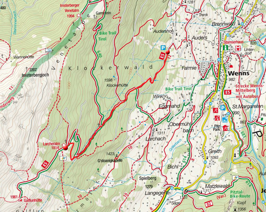 Larcher Alm vom Parkplatz Audershof Larcher Alm vom Parkplatz Audershof