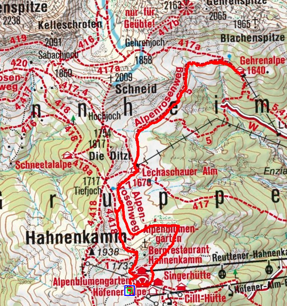 Gehrenalpe von der Bergstation Hahnenkammbahn Gehrenalpe von der Bergstation Hahnenkammbahn