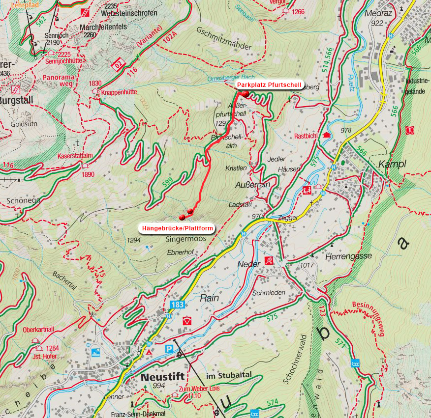 Hängebrückenwanderung bei Pfurtschell im Stubaital Hängebrückenwanderung bei Pfurtschell im Stubaital
