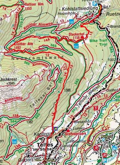 Telfes - Kreither Alm - Stockerhof - Kreith Telfes - Kreither Alm - Stockerhof - Kreith