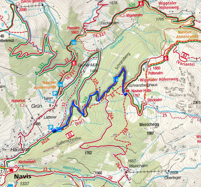 Naviser Hütte – Winterwanderung vom Parkplatz Schranzberg Naviser Hütte – Winterwanderung vom Parkplatz Schranzberg