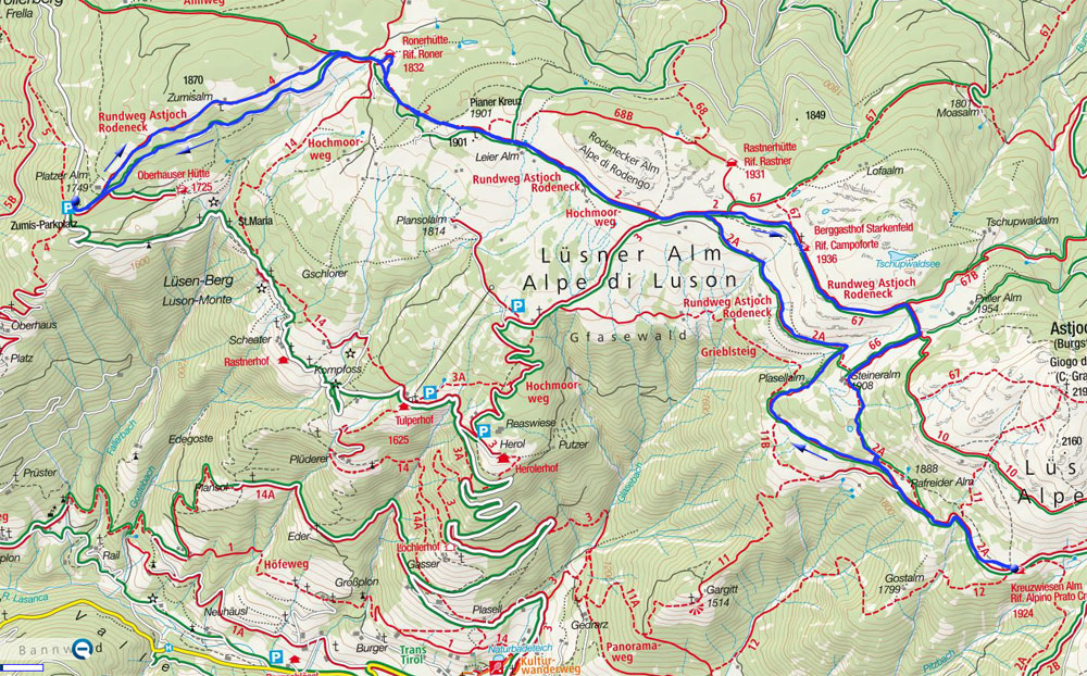 Kreuzwiesenalm – Winterwanderweg vom Parkplatz Zumis Kreuzwiesenalm – Winterwanderweg vom Parkplatz Zumis