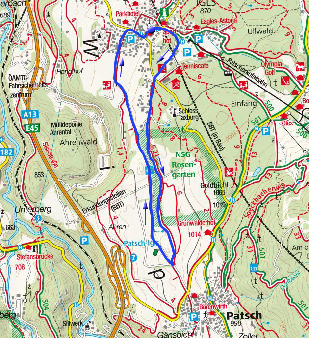 Winterwanderweg Gletscherblick bei Igls Winterwanderweg Gletscherblick bei Igls
