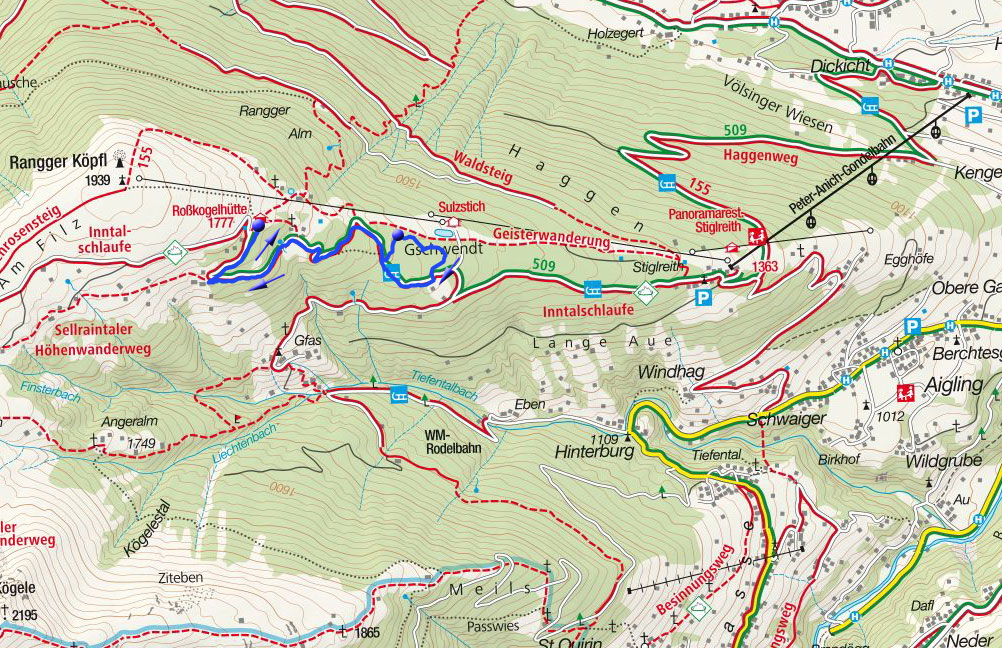 Winterwanderweg Speichersee - Rosskogelhütte Winterwanderweg Speichersee - Rosskogelhütte