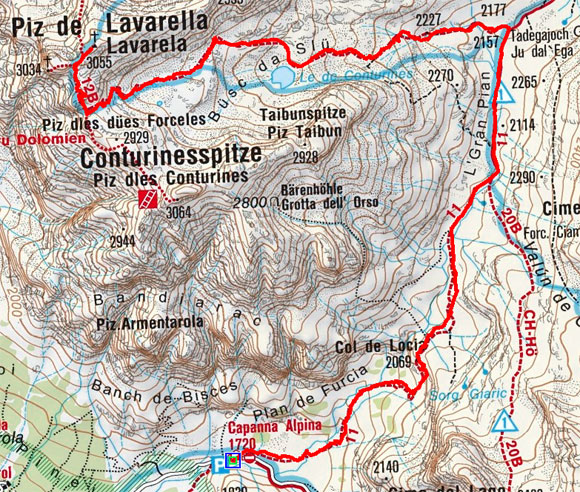 Lavarella (3055 m) von der Capanna Alpina Lavarella (3055 m) von der Capanna Alpina