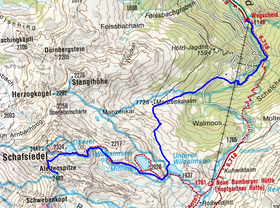 Aleitenspitze (2449 m) über die Manzenkaralm Aleitenspitze (2449 m) über die Manzenkaralm