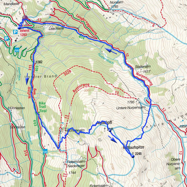 Alplköpfl & Rosslaufspitze Überschreitung von Innerst Alplköpfl & Rosslaufspitze Überschreitung von Innerst