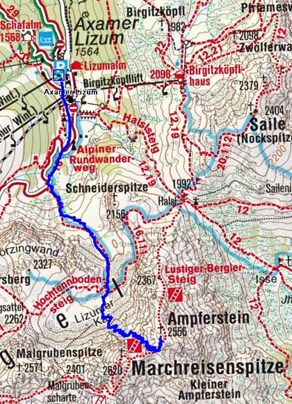 Ampferstein (2556 m) aus der Axamer Lizum Ampferstein (2556 m) aus der Axamer Lizum