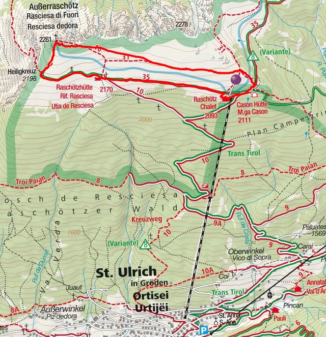 Ausserraschötz (2281 m) vom Berghaus Raschötz Ausserraschötz (2281 m) vom Berghaus Raschötz
