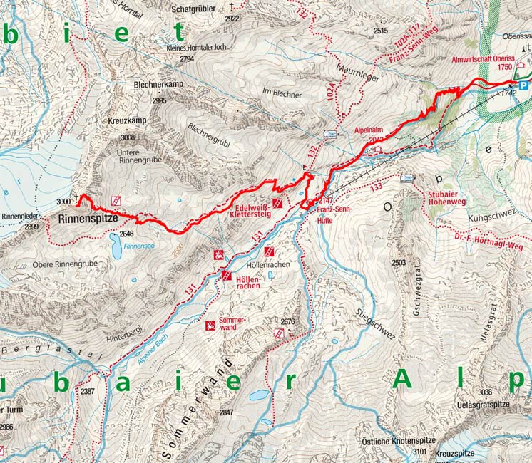 Rinnenspitze (3003 m) von der Oberissalm Rinnenspitze (3003 m) von der Oberissalm