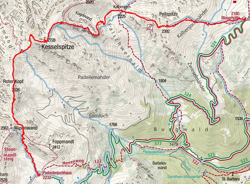 Blaserhütte - Peilspitze - Kesselspitze - Padasterjochhaus Blaserhütte - Peilspitze - Kesselspitze - Padasterjochhaus