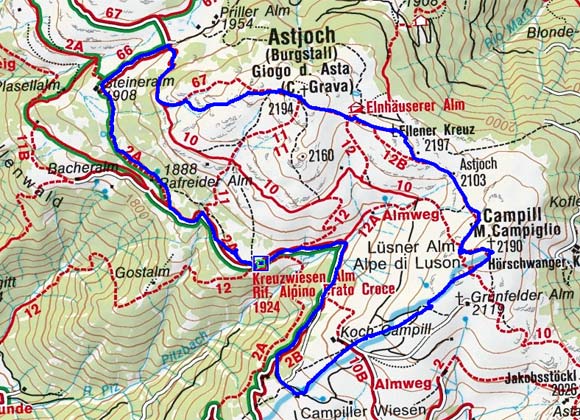 Kreuzwiesenalm - Campillberg - Astjoch Rundtour Kreuzwiesenalm - Campillberg - Astjoch Rundtour