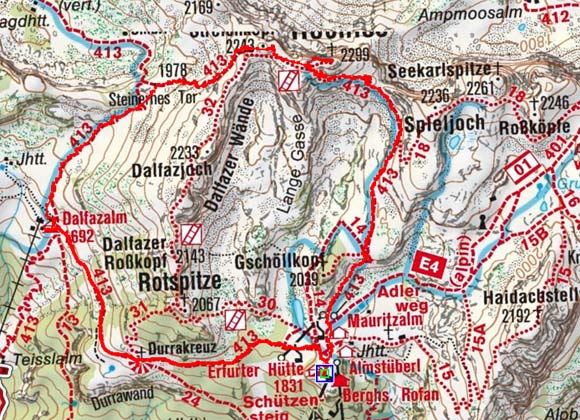 Dalfazerwände-Umrundung von der Erfurter Hütte Dalfazerwände-Umrundung von der Erfurter Hütte