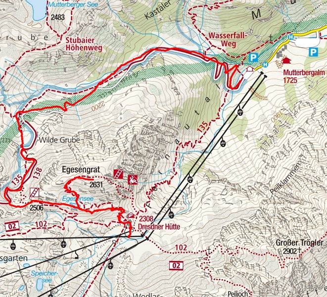 Egesengrat (2631 m) von der Dresdner Hütte Egesengrat (2631 m) von der Dresdner Hütte