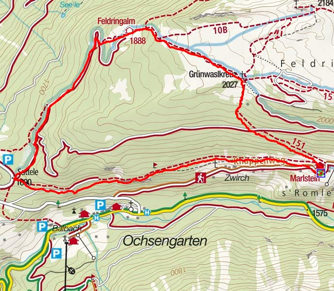 Feldringalm – Rundwanderung von Marlstein Feldringalm – Rundwanderung von Marlstein