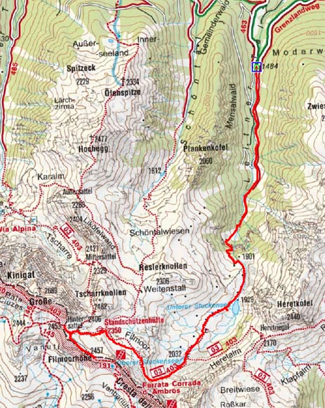 Filmoorhöhe (2457 m) durch das Leitertal Filmoorhöhe (2457 m) durch das Leitertal