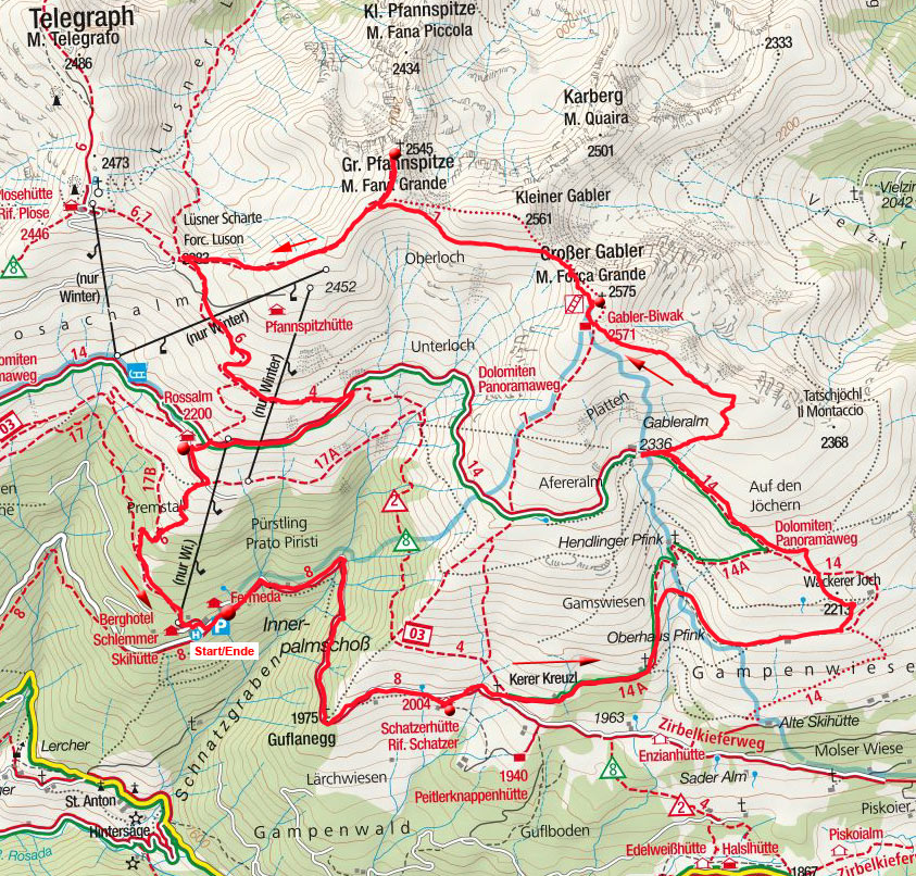 Großer Gabler – Pfannspitze Rundtour von der Skihütte Großer Gabler – Pfannspitze Rundtour von der Skihütte