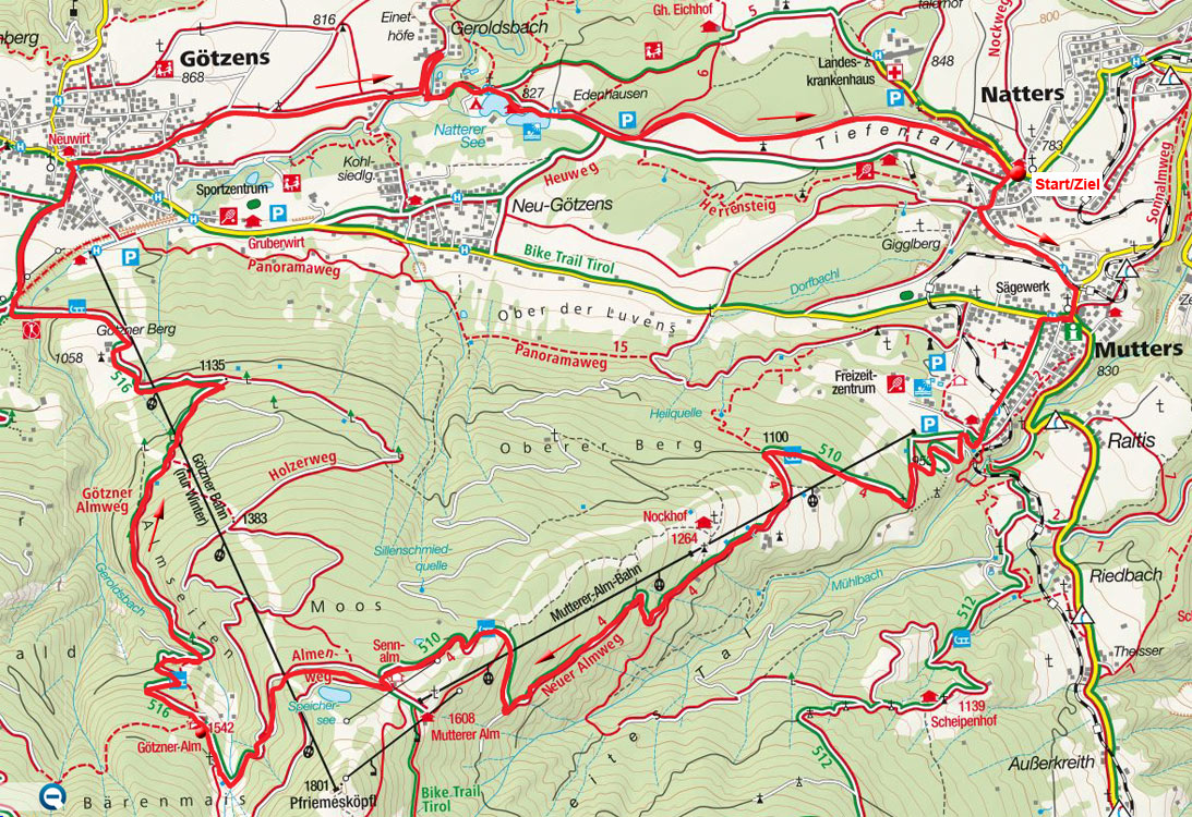 Mutterer Alm – Götzner Alm Rundfahrt von Natters Mutterer Alm – Götzner Alm Rundfahrt von Natters