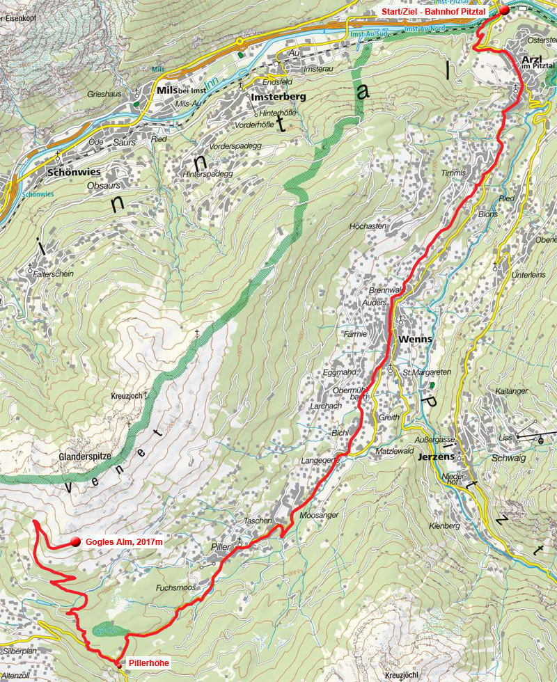 Gogles Alm vom Bahnhof Imst-Pitztal Gogles Alm vom Bahnhof Imst-Pitztal